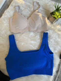 Set of Two Women’s Bras Nude and Blue Sport Bra Size S