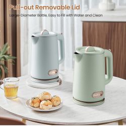 OLEGA Electric Kettle - 1500W Electric Tea Kettle 1.8L Stainless Steel Inner Electric Kettles for Boiling Water Auto Shut Off Boil-Dry Protection Elec