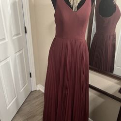 Azazie burgundy maxi pleated dress