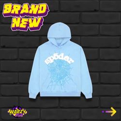 Brand New Sp5der Sky Blue Hoodie