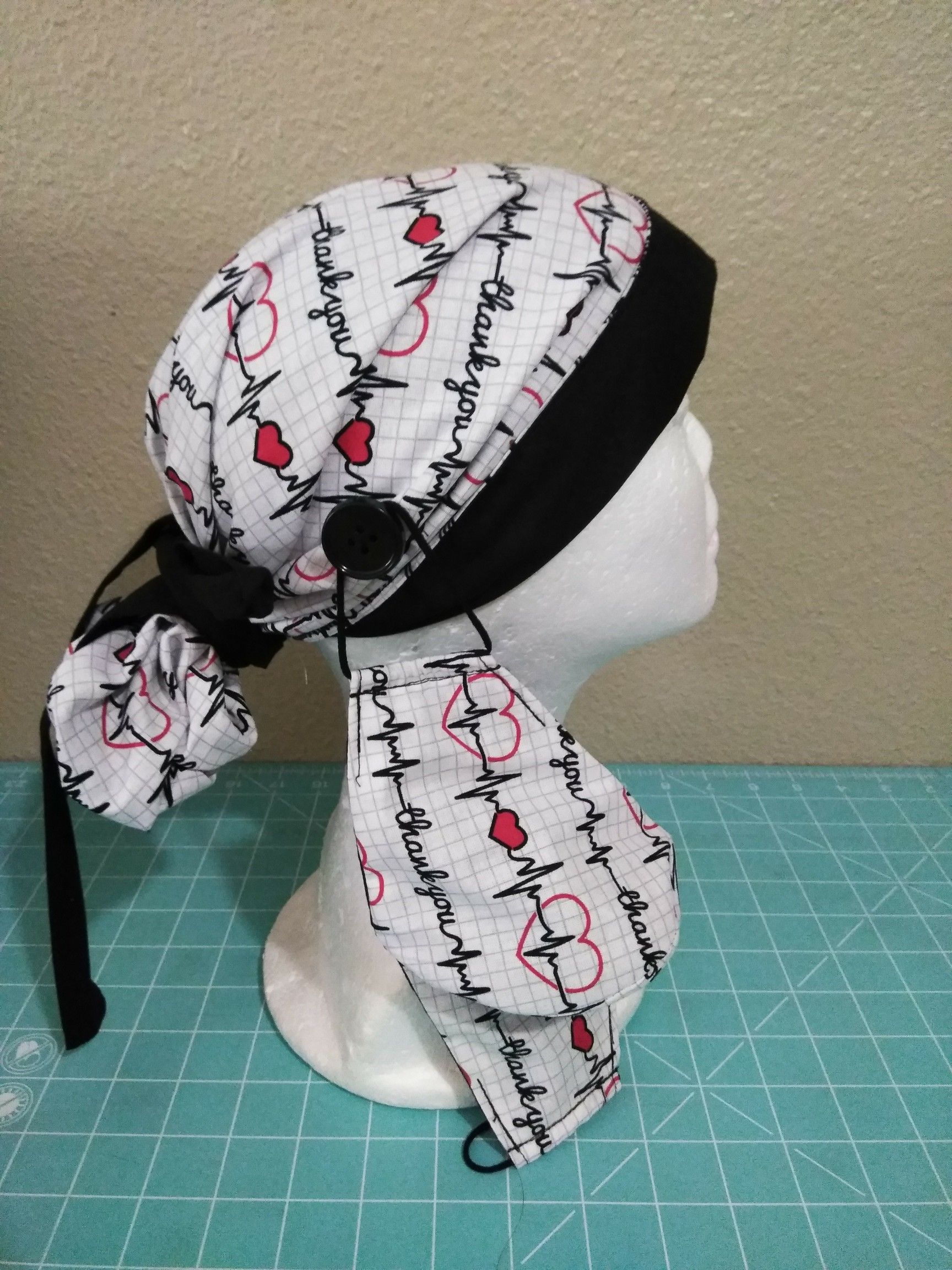 Surgical Scrub Cap Set W/ Buttons ( Ponytail Style)
