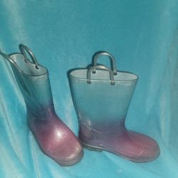 Glitter Rain Boots With Lights