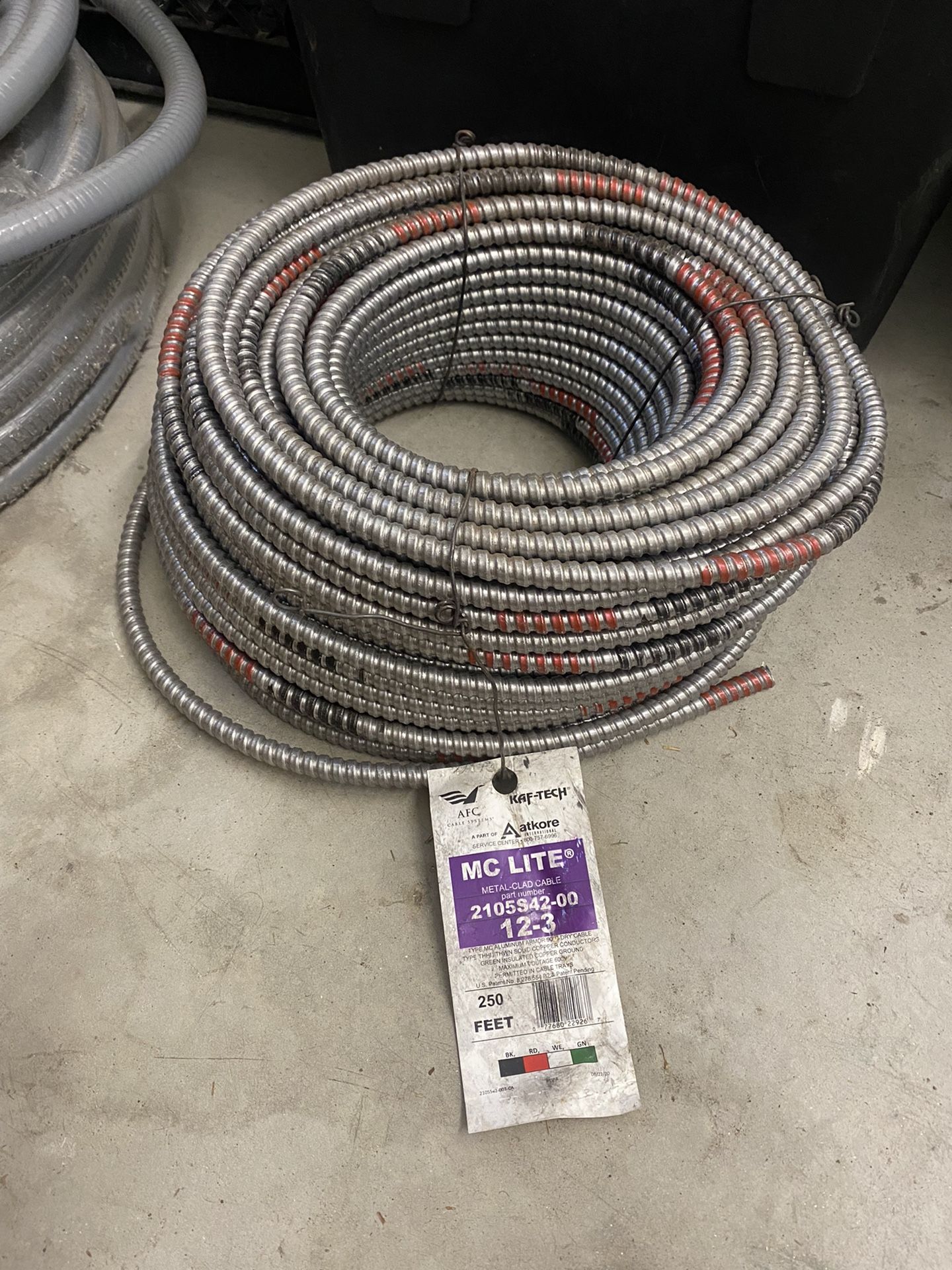 12/3 Mc Cable Armored Wire 250’
