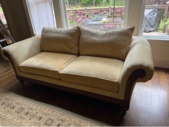 Ethan Allen Gold Chenille Sofa