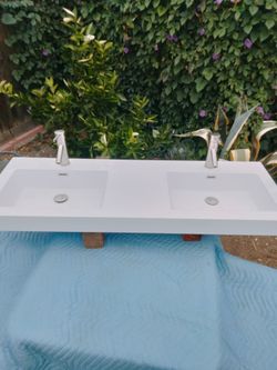 Virtu USA 54" Double Sink Vanity Top & Faucets