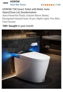 Smart Toilet with Bidet, Auto Open/Close Lid, Deodorization
Auto Powerful Flush, Instant Warm Water, Elongated Heated Seat, Dryer, Night Light, Pre-We