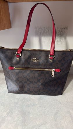 Coach Signature Tote Bag Brown Red
