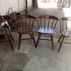 4 Vintage Solid Oak Chairs -$30