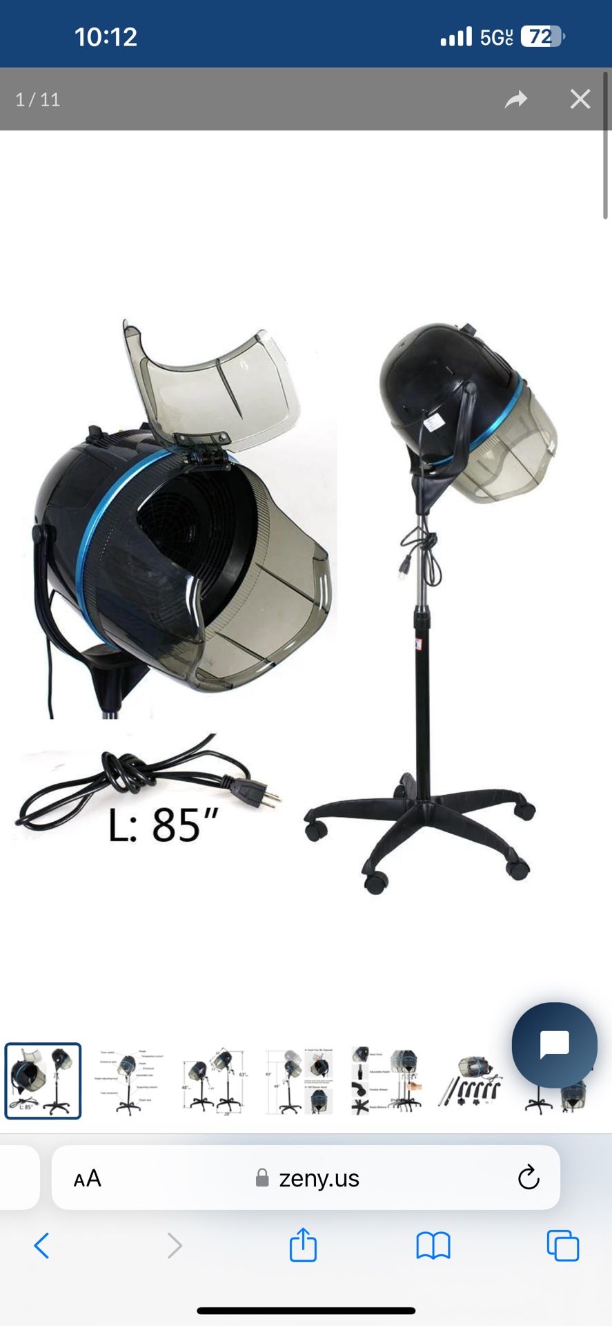 Stand Up Hair Dryer 1300W Adjustable Floor Hooded Bonnet Hair Dryers with Rolling Wheels