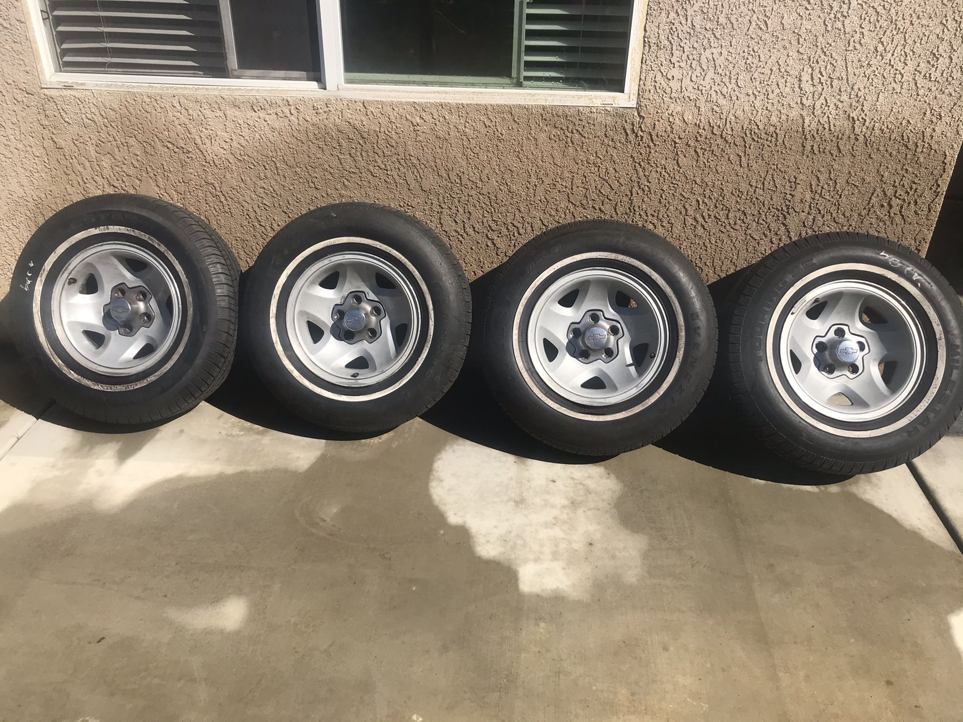 Chev 15 Inch Rims Chevy Rims 15” with Tires for Sale in Tulare, CA - OfferUp