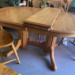 Dining table with seven chairs