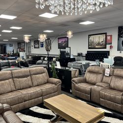 2PC Brown Sofa & Loveseat 