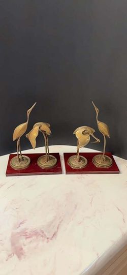 VINTAGE BRASS HERON/CRANE PAIR 1960'S KOREA