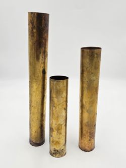 Set of 3 Vintage Brass Artillery Shell Casings