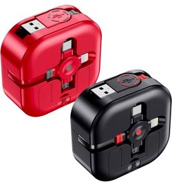 4Ft/2Pack Multi Chargers for All Devices 3 in 1 Retractable Car Cable Fast Charging USB C Cord with Type C/Micro USB Port