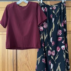 Matching Blouse & Flower Skirt Set