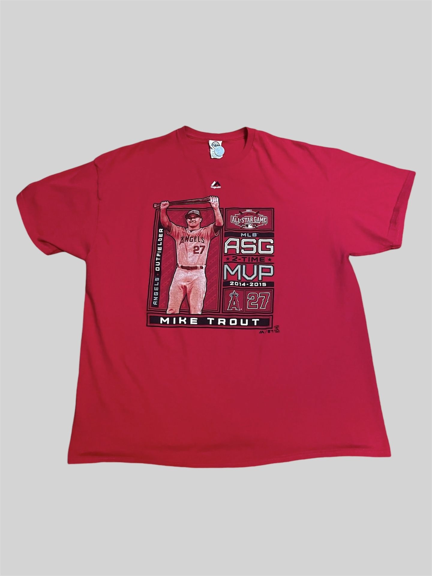 Mike Trout Anaheim Angels 2015 All Star Game MVP red graphic t shirt Size 2XL