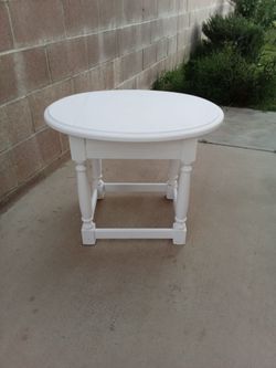 White Oval Wood Side Table
