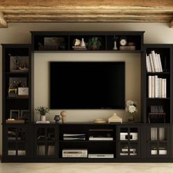 Entertainment Wall Unit, Minimalism Multifunctional TV Stand with Bridge