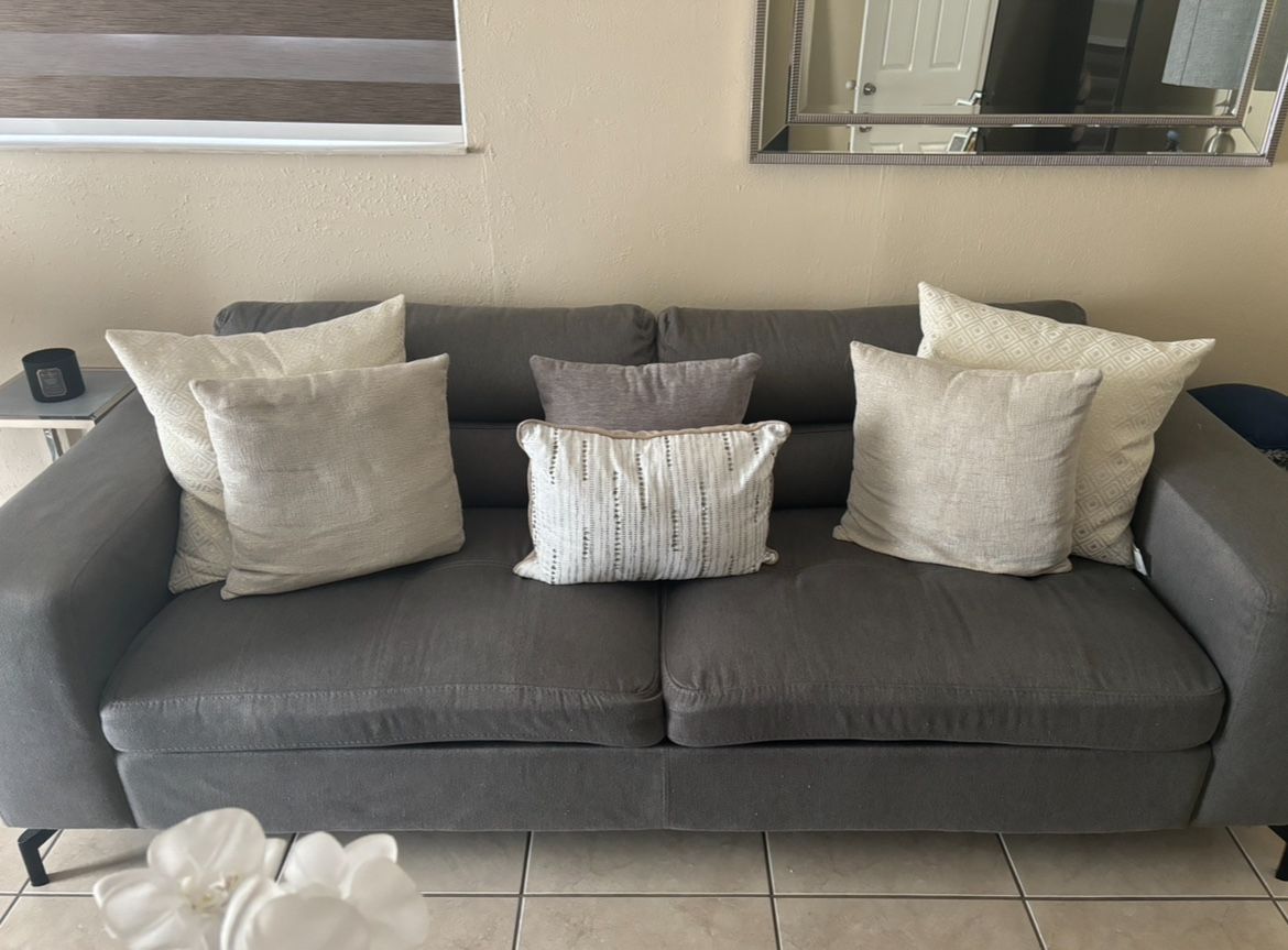 Grey Couch With Pillows