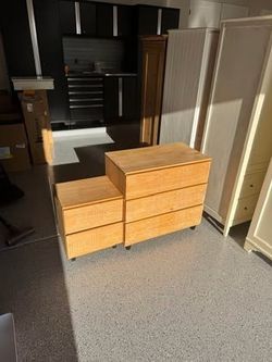 Wood Dresser Set with Geometric Drawers - 2 Pieces