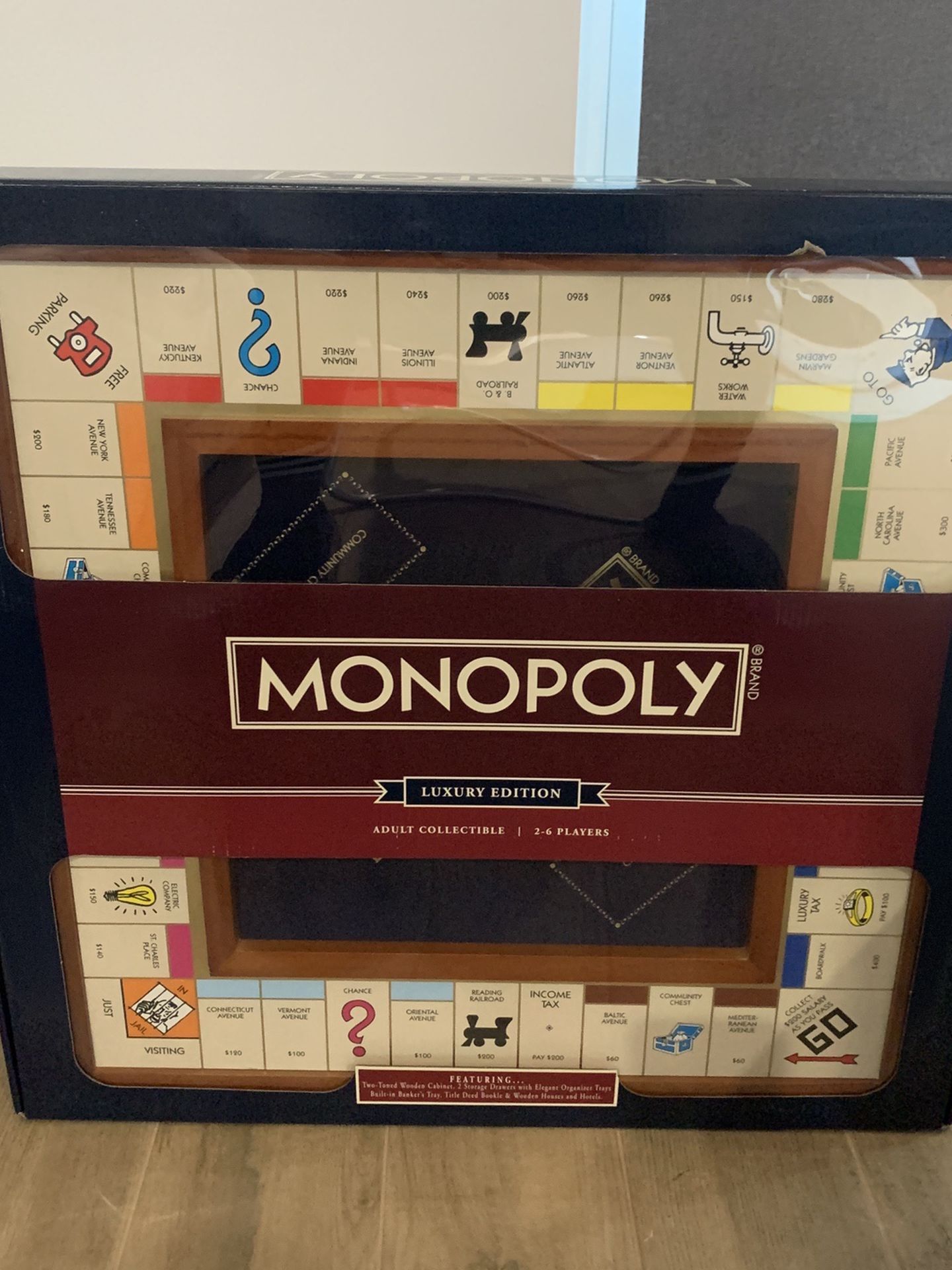 Monopoly Luxury Wooden Edition with Wood Game Board New Premium Collectible