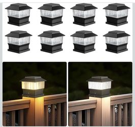 Solar Fence Post Lights 8 Pack 4x4 Post Cap Lights LED Deck Fence Patio Garden Lights