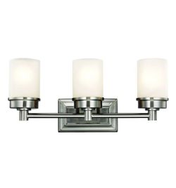 Hampton Bay Cade 3-Light Brushed Nickel Vanity Light with Frosted Glass Shades