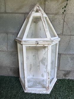 Large Rustic Wood and Glass Terrarium Lantern