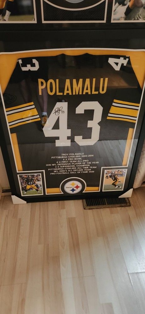 Troy Polamalu Signed Framed Jersey
