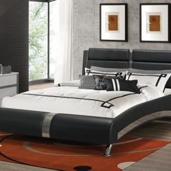 Queen Upholstered Bed Black- Shop Now Pay Later.
