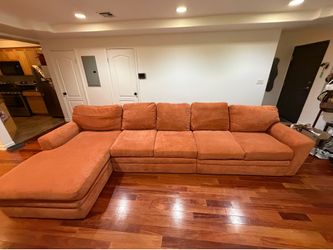 3-piece orange sectional couch sofa great condition