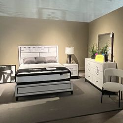 Queen Bed Frame, Dresser, Mirror And Nightstand 