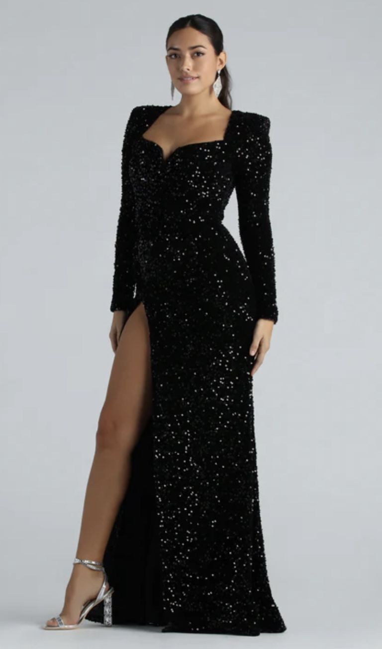 Windsor Brand New With Tags Size M Velvet Sequin Black Dress Formal
