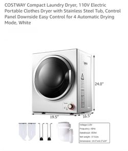 COSTWAY Compact Laundry Dryer, 110V Electric Portable Clothes Dryer.