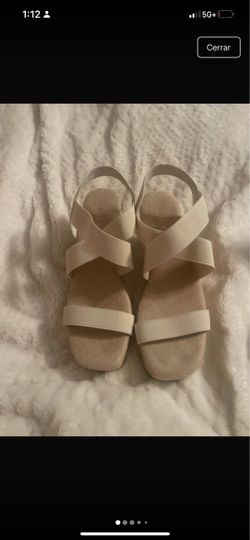Women's Cream Strappy Flat Sandals Anna clean