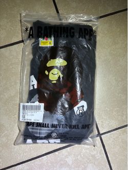 Bathing ape college check black tee size medium