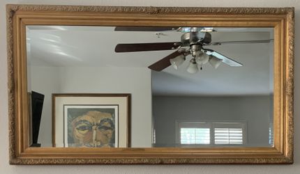Large Gold Framed Rectangular Wall mirror