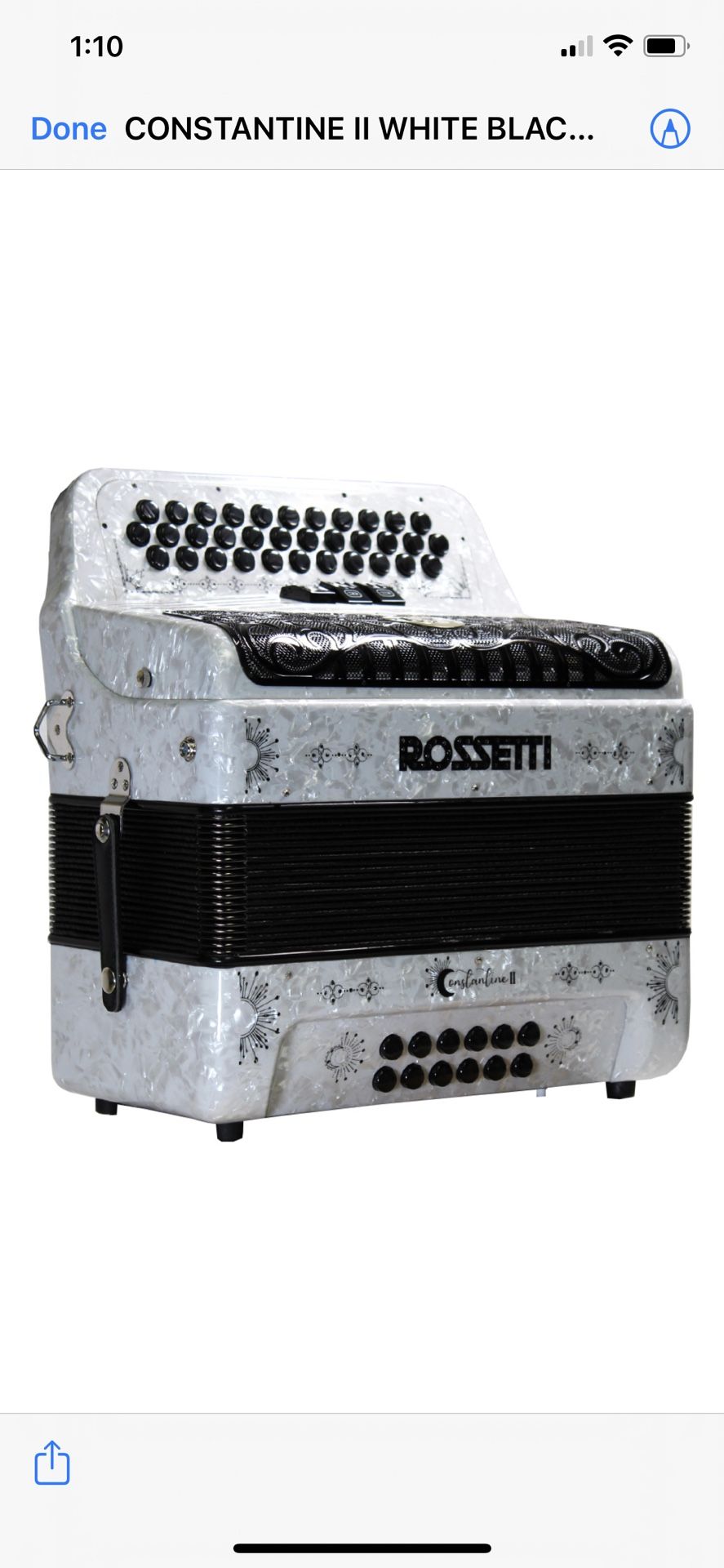 Acordeon Rossetti 34/12 3 Tono Sol Switches White /bk Germany Reeds