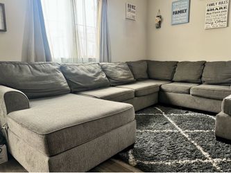 Grey Sectional Couch & Ottoman for Sale