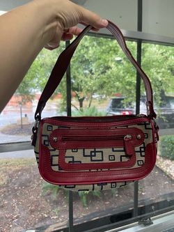 VTG 2000s ALDO Monogram Canvas Mini Shoulder Bag Faux Leather Trim Y2K Aesthetic