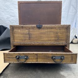 Antique Treasure Chest Storage Wooden With Handles