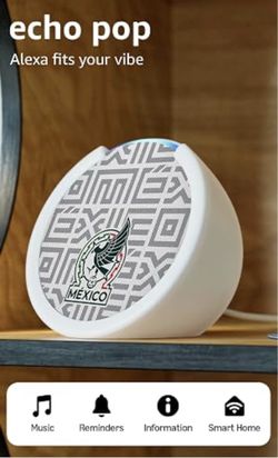 Amazon Echo Pop (newest model) | Officially Licensed Mexico National Soccer Team Limited-Edition (White)