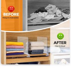 New! Joy Decor (8) Pack Acrylic Clear Shelf Dividers