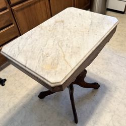 Victorian Walnut Marble Top Parlor Table