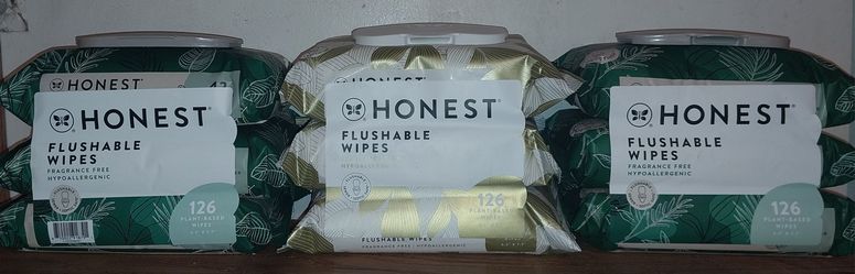 3 Packs of 3 Flushable  Plant Based 126 Wipes each