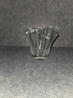 Studio Art Glass White Strips Vase Hand Blown Glass