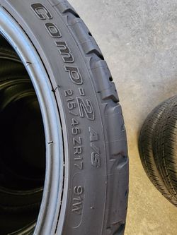 Very Good Pair of 215/45R17 BFgodrich g-force comp-2 A/S just$65 each Free Installation and balancing only at GM bros garage in s el monte ca