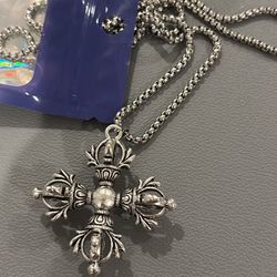 Stainless steel Vajra Dorje Cross Buddhism Pendants necklace 1228