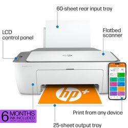 HP DeskJet 2755e Wireless Color inkjet-printer, Print, scan, copy, Easy setup, Mobile printing, Best-for home, 6 m